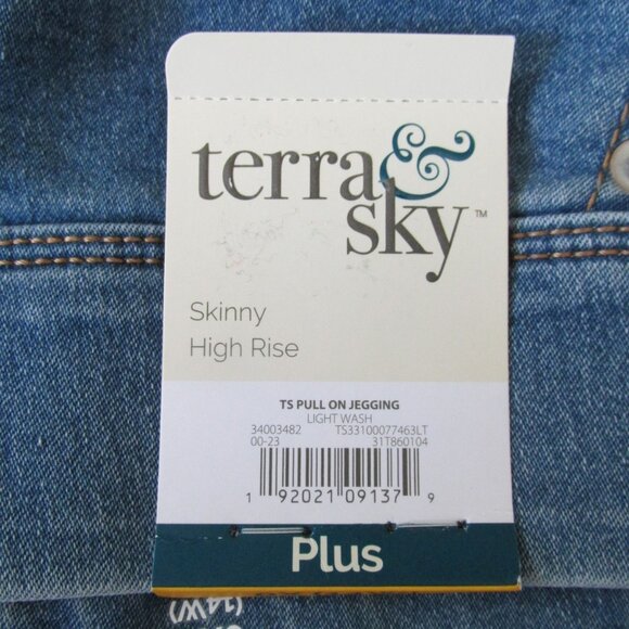 TERRA & SKY WOMEN'S SIZE OX 14 W JEANS MED WASH PULL ON JEGGINGS HIGH RISE NWT - Picture 10 of 11